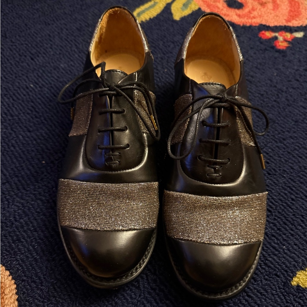 The Office of Angela Scott Mr. Smith Stripe Oxford In Black Metallic - Picture 3 of 13